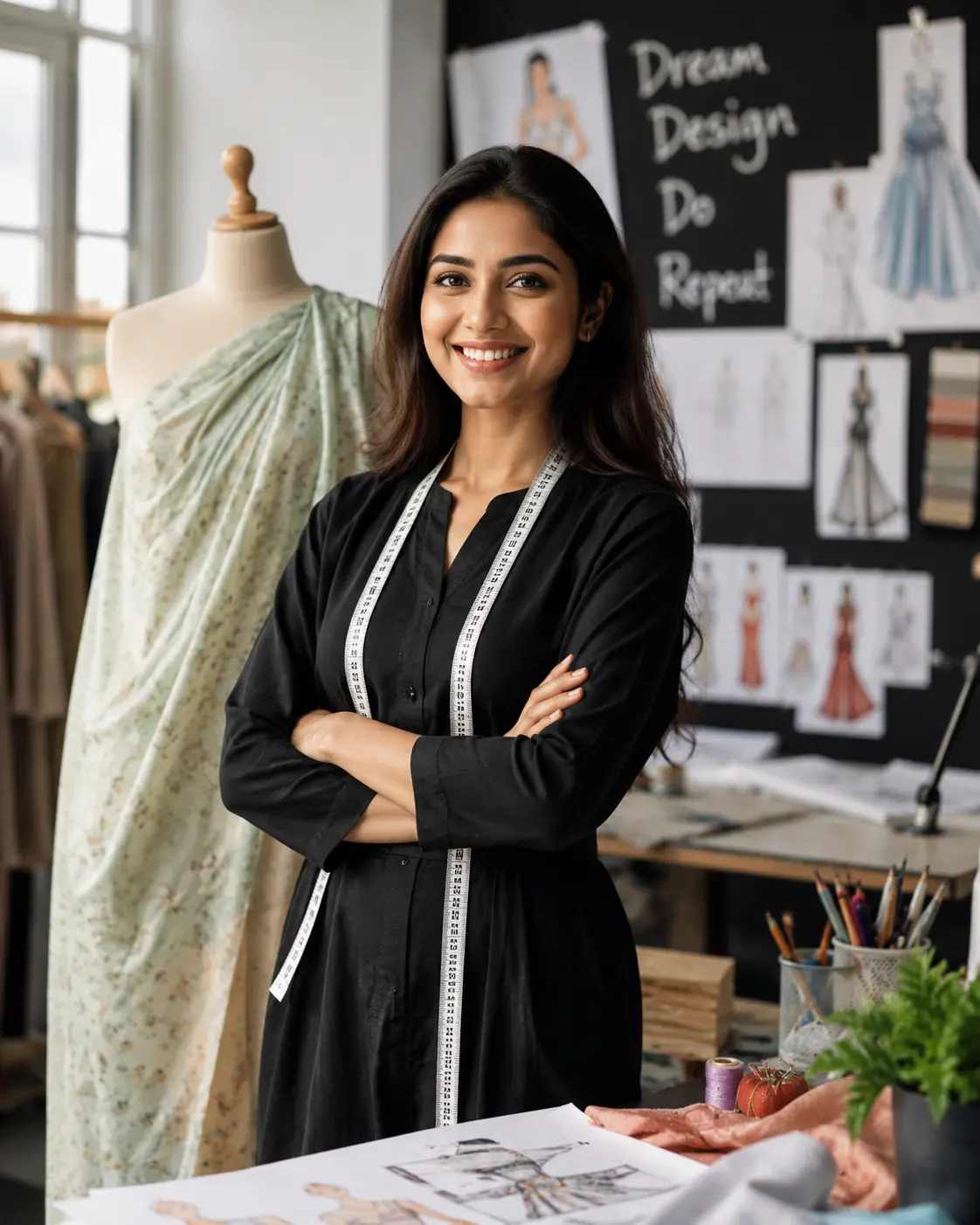 Fashion design students working at Kreative Sketch studio in Coimbatore