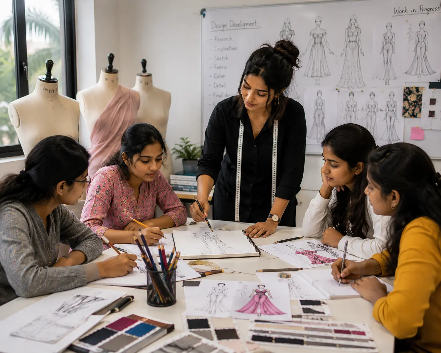 Kreative Sketch trainer guiding a tailoring student