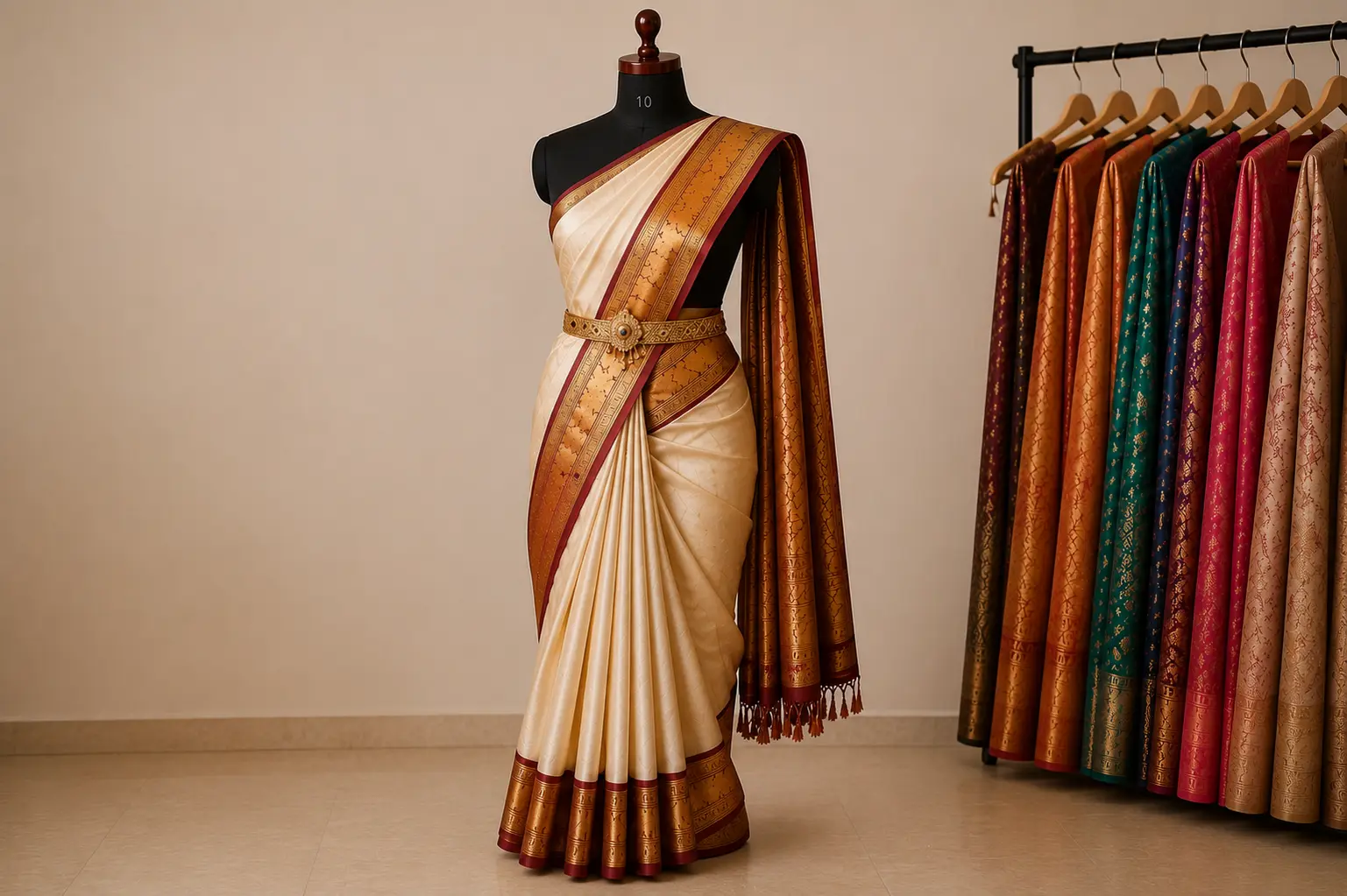 Traditional saree draping practice at Kreative Sketch